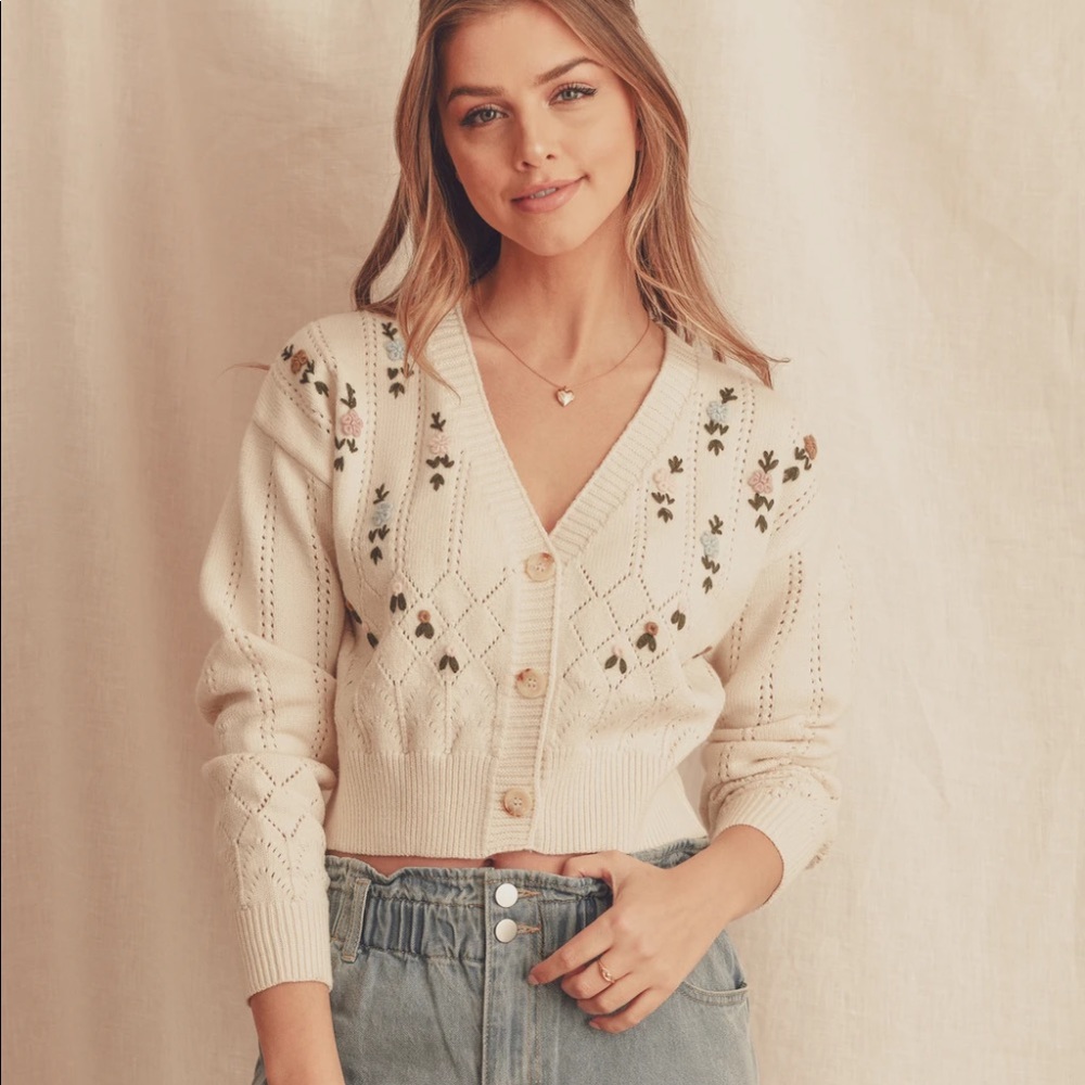 Breath of youth once in a lifetime cream cardigan size small